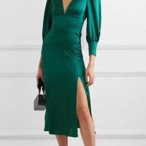 Reformation keats silk midi dress in emerald green. Size 4 perfect condition.